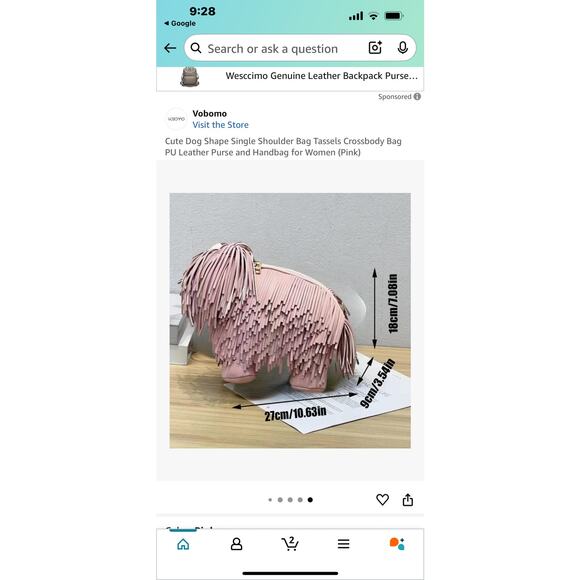 Cute Dog Shape Single Shoulder Bag Tassels Crossbody Bag - Picture 8 of 8